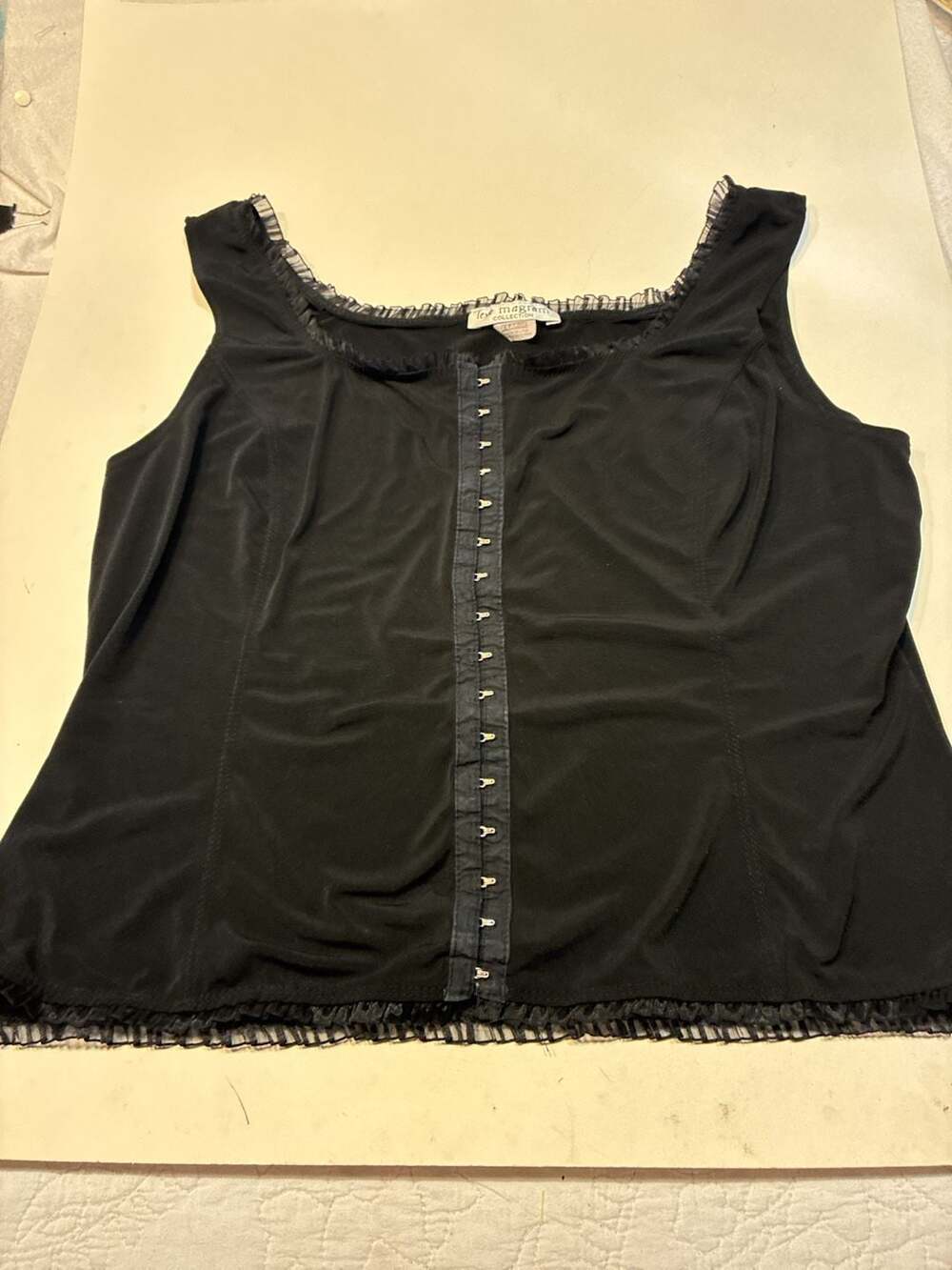 Lew Magram Collection Vintage Black Sleeveless Hook-and-Eye Corset Top